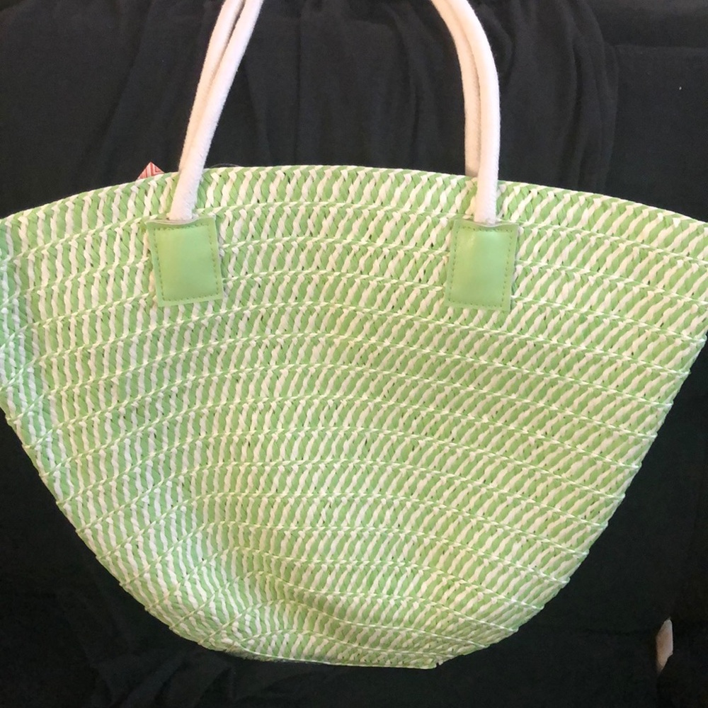 Lime Green Straw tote bag